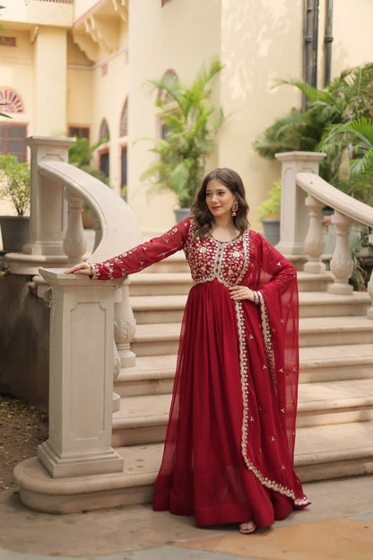 Designer Anarkali Party Wear Gown with Sequins Embroidery