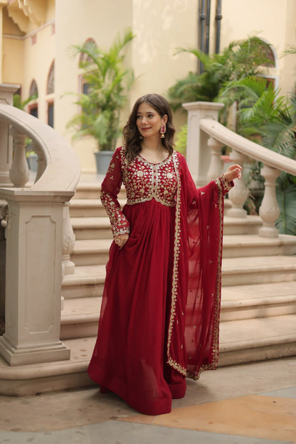 Designer Anarkali Party Wear Gown with Sequins Embroidery
