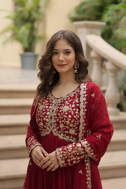 Designer Anarkali Party Wear Gown with Sequins Embroidery