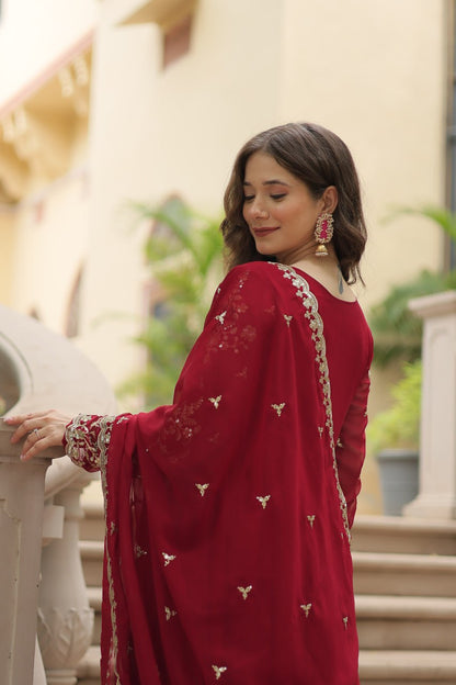 Designer Anarkali Party Wear Gown with Sequins Embroidery