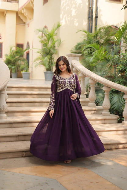 Designer Anarkali Party Wear Gown with Sequins Embroidery