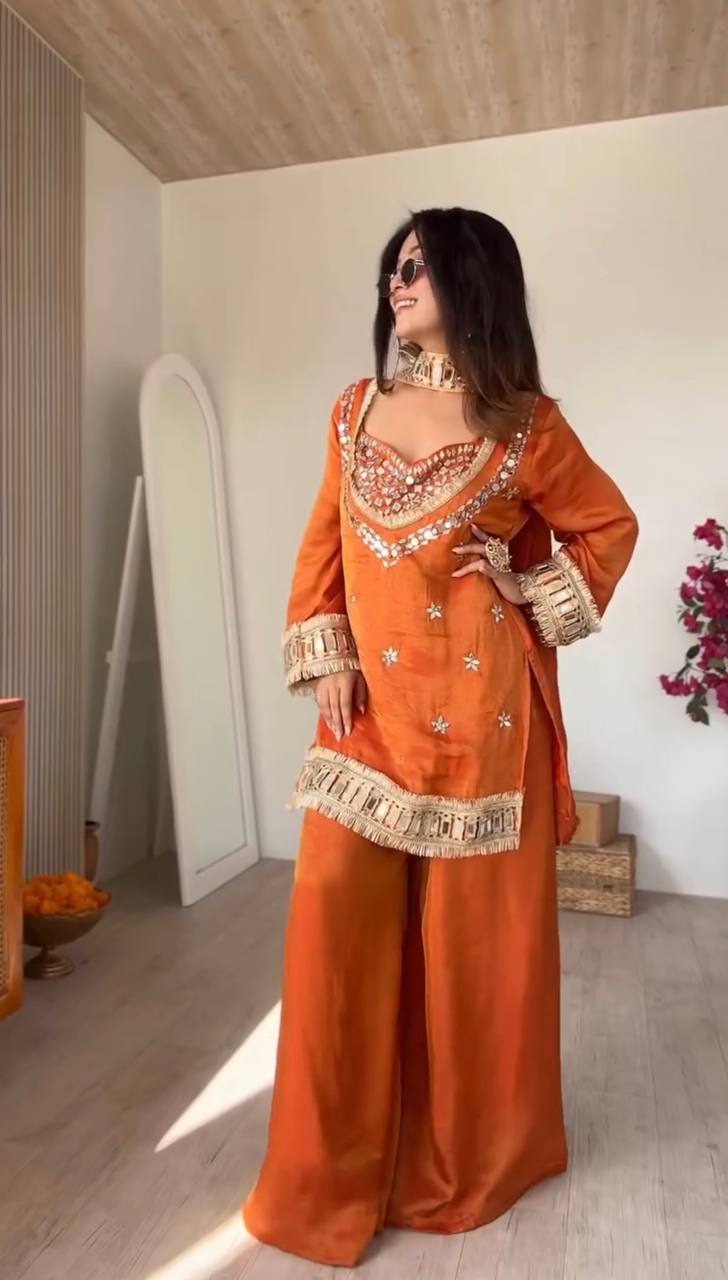Embroidered Kurta Palazzo Set with Dupatta - 4 Piece Bustier Set