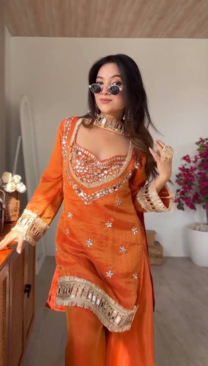 Embroidered Kurta Palazzo Set with Dupatta - 4 Piece Bustier Set
