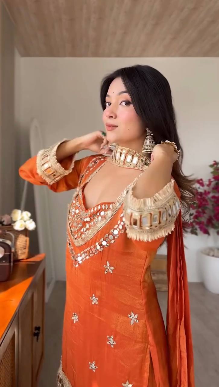 Embroidered Kurta Palazzo Set with Dupatta - 4 Piece Bustier Set