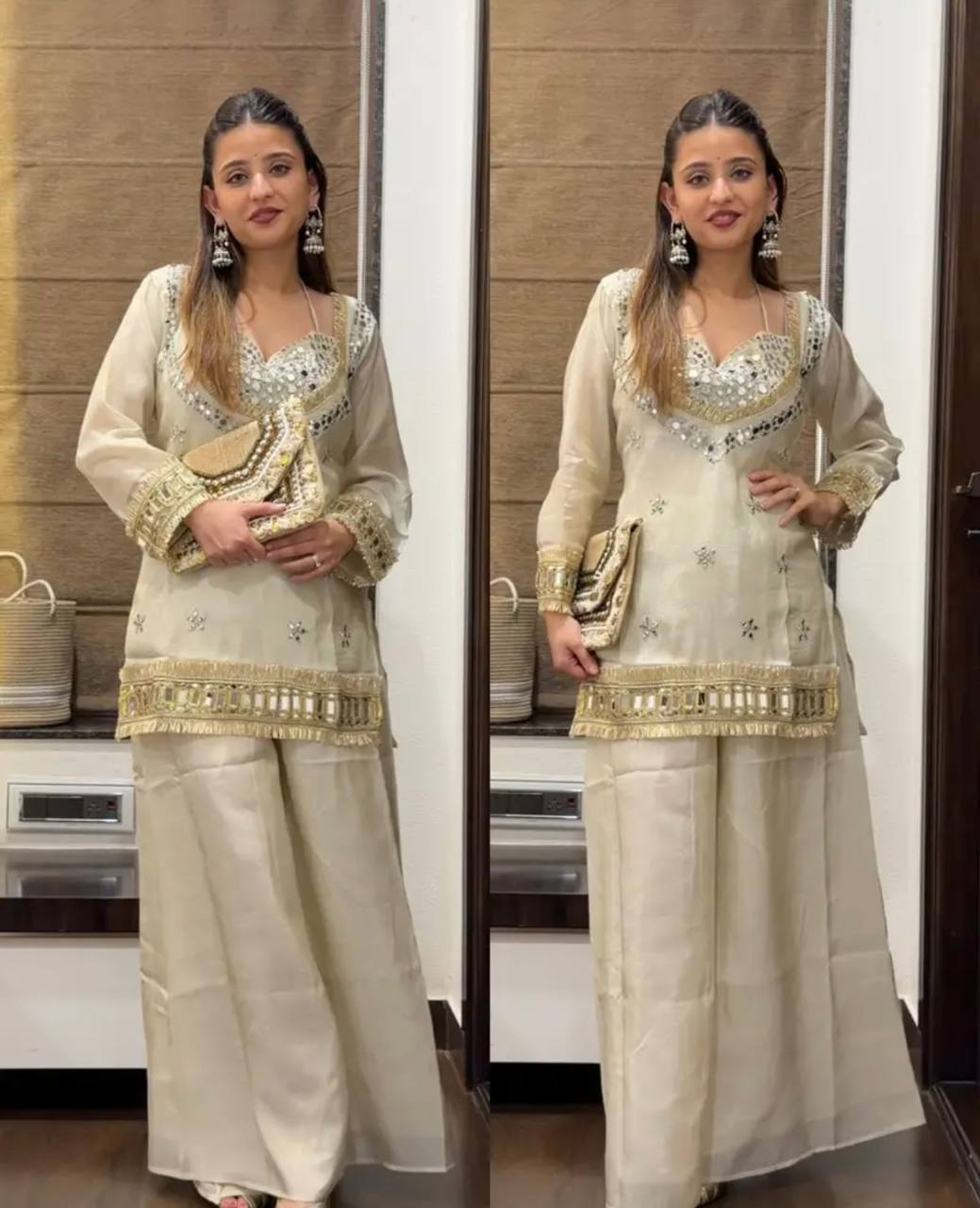 Embroidered Kurta Palazzo Set with Dupatta - 4 Piece Bustier Set