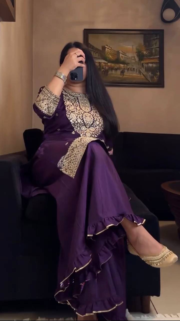 Purple Pakistani Party Wear Suit with Sequin Work Salwar Kameez
