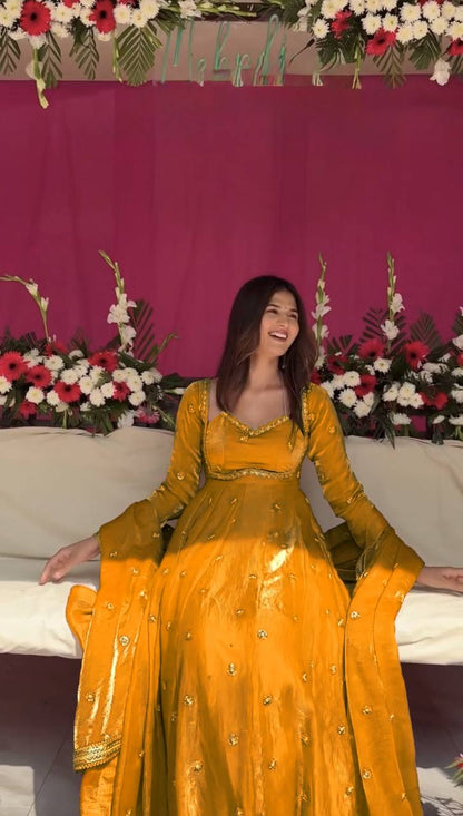 Fendy Silk Anarkali Suit with Thread and Sequence Work
