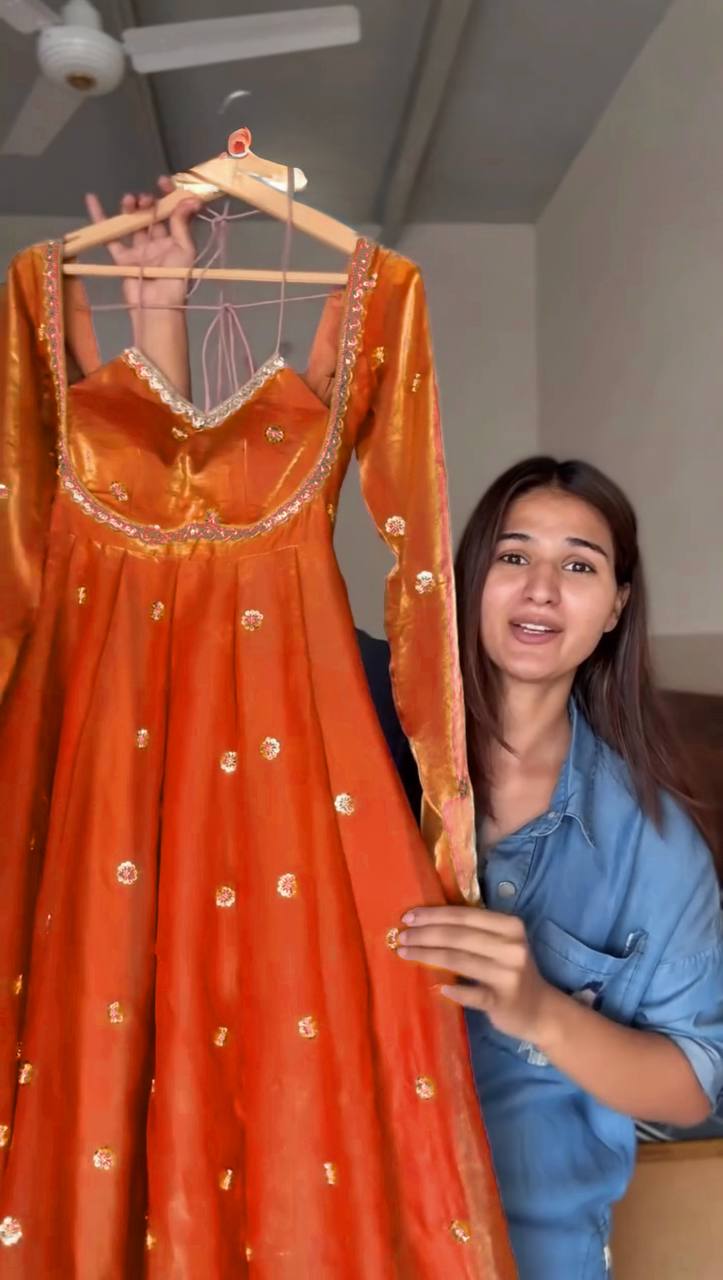 Fendy Silk Anarkali Suit with Thread and Sequence Work
