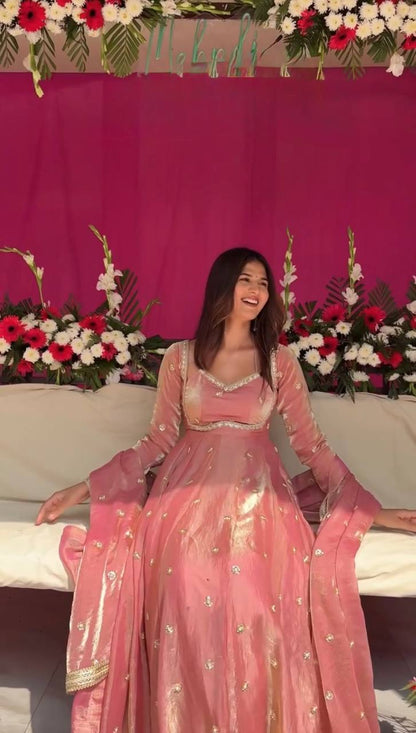 Fendy Silk Anarkali Suit with Thread and Sequence Work