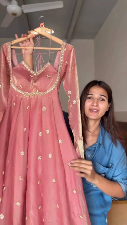 Fendy Silk Anarkali Suit with Thread and Sequence Work