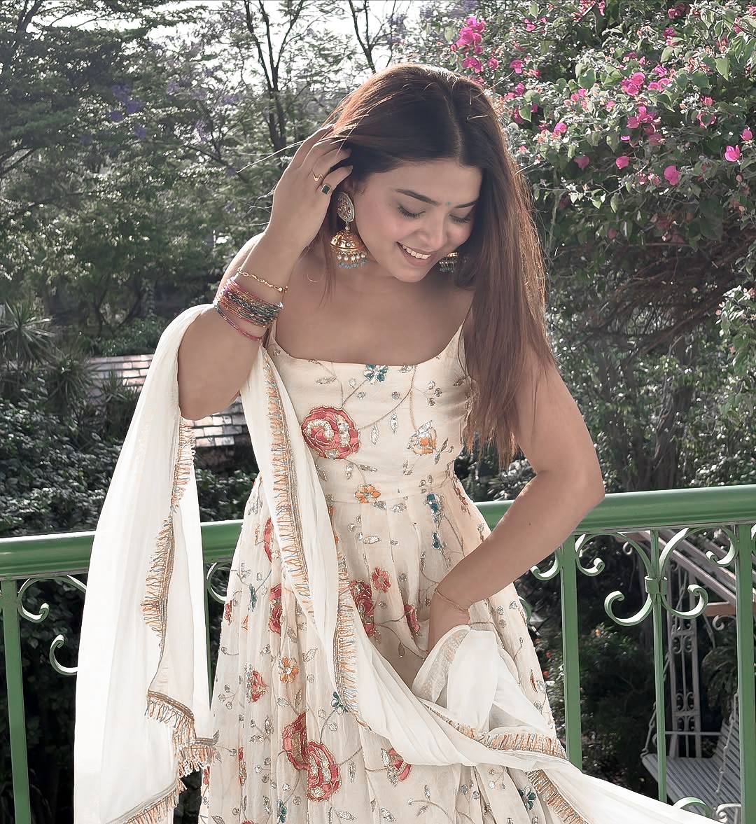 Floral Georgette Anarkali Salwar Kameez Suit with Dupatta