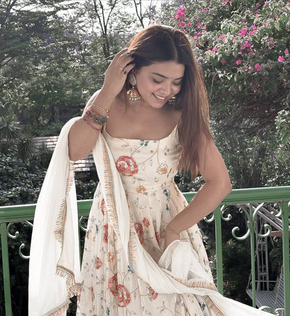 Floral Georgette Anarkali Salwar Kameez Suit with Dupatta