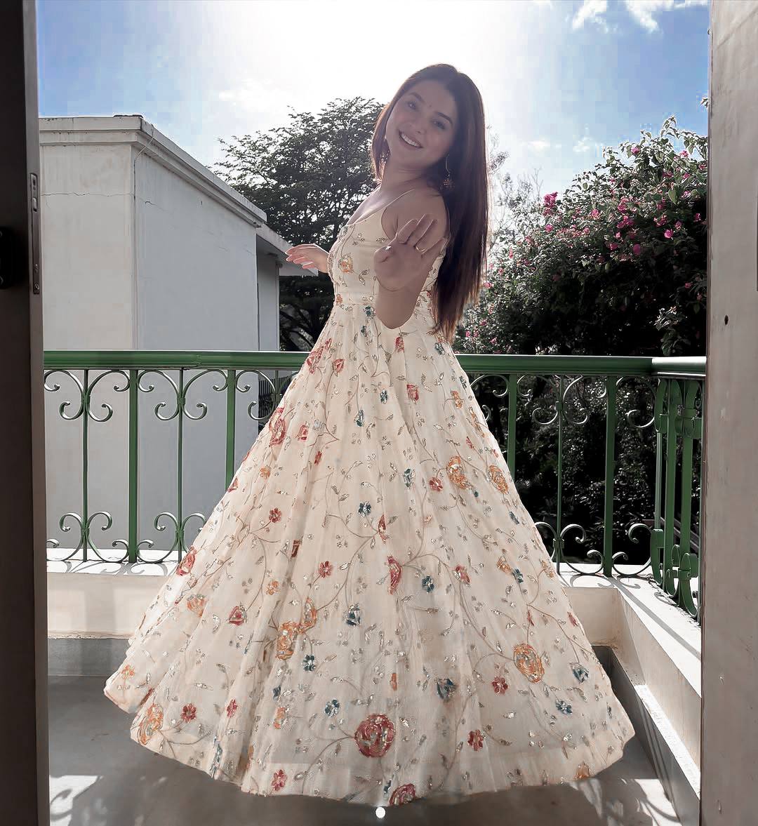 Floral Georgette Anarkali Salwar Kameez Suit with Dupatta