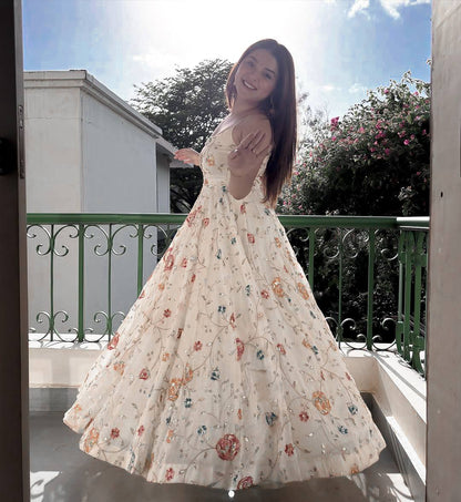 Floral Georgette Anarkali Salwar Kameez Suit with Dupatta