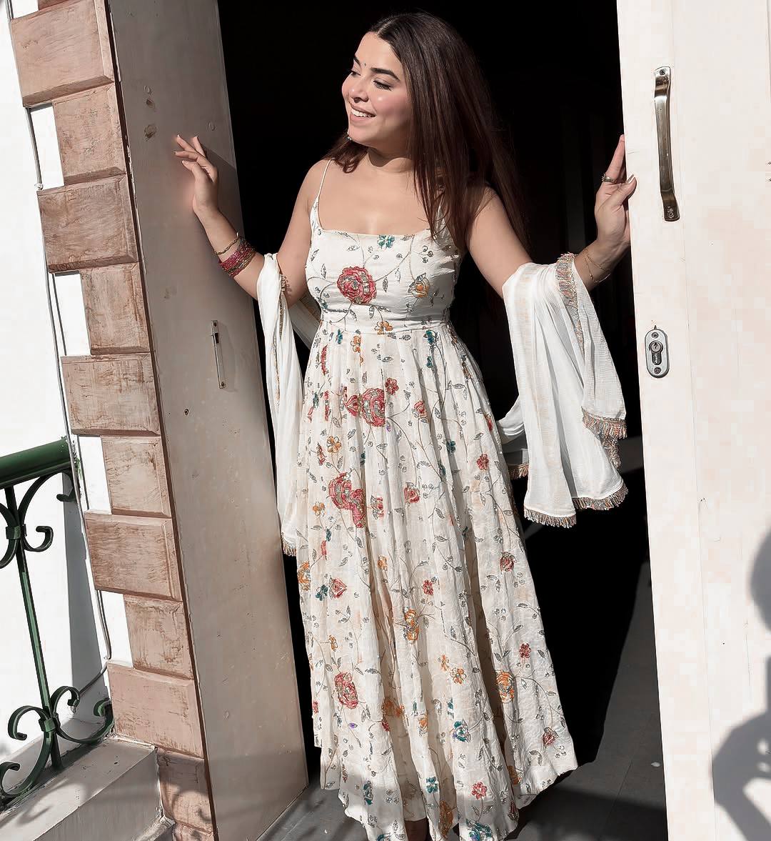 Floral Georgette Anarkali Salwar Kameez Suit with Dupatta