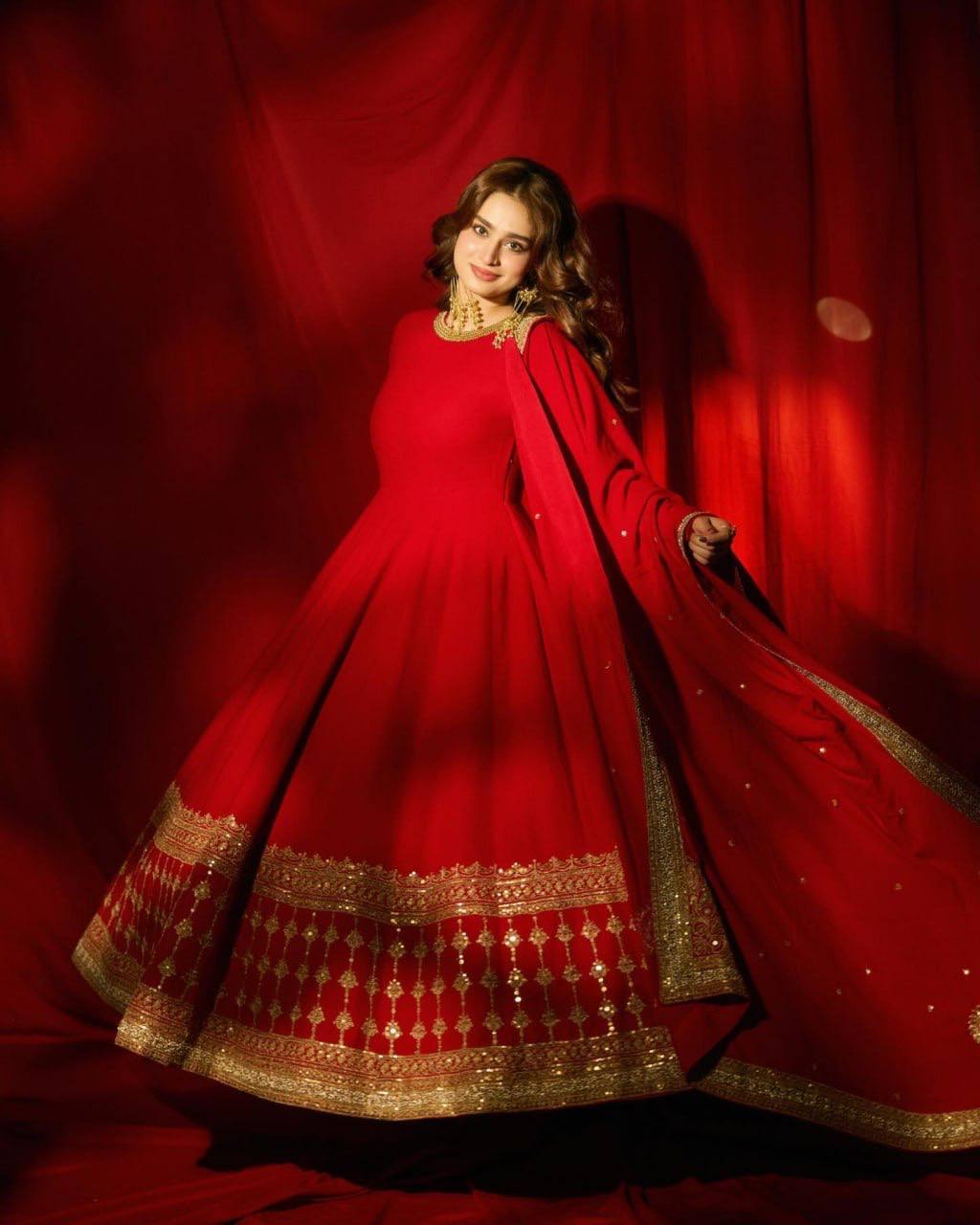 Red Vichitra Silk Salwar Suit Party Wear for Women