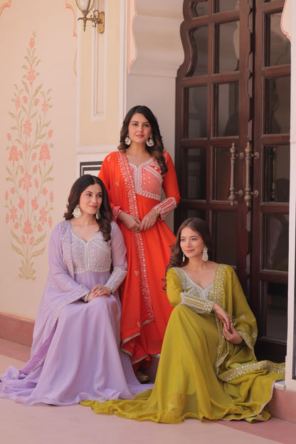 Star Georgette Anarkali Suit with Sequins & Beads Embroidery