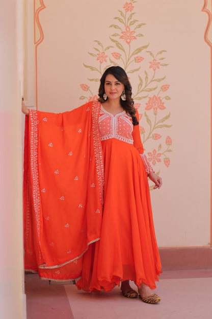 Star Georgette Anarkali Suit with Sequins & Beads Embroidery