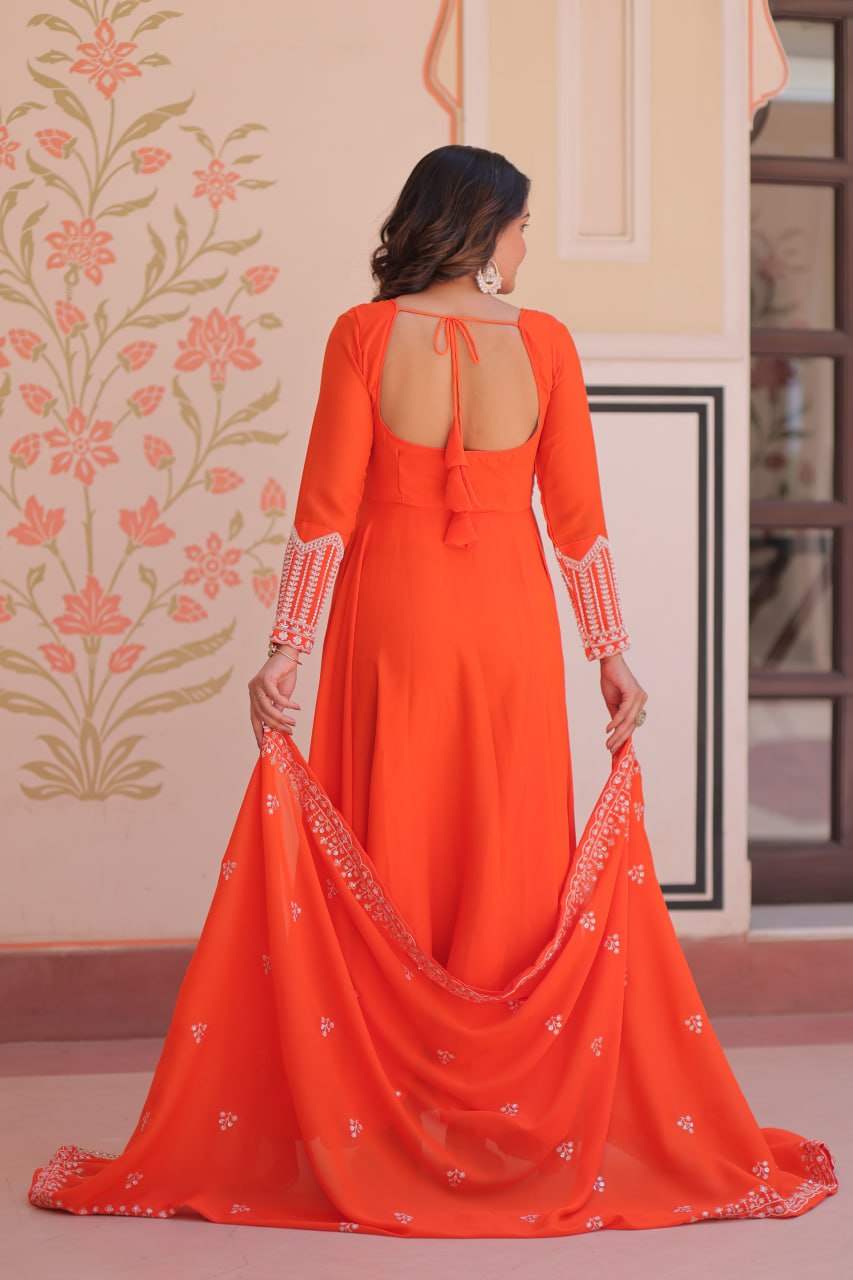 Star Georgette Anarkali Suit with Sequins & Beads Embroidery