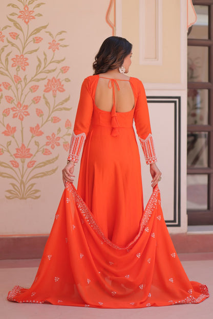 Star Georgette Anarkali Suit with Sequins & Beads Embroidery