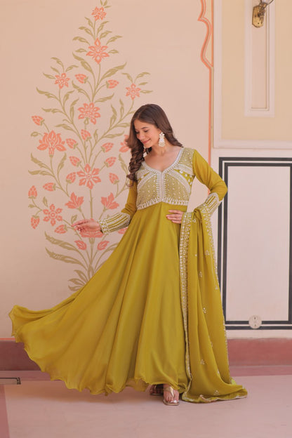 Star Georgette Anarkali Suit with Sequins & Beads Embroidery