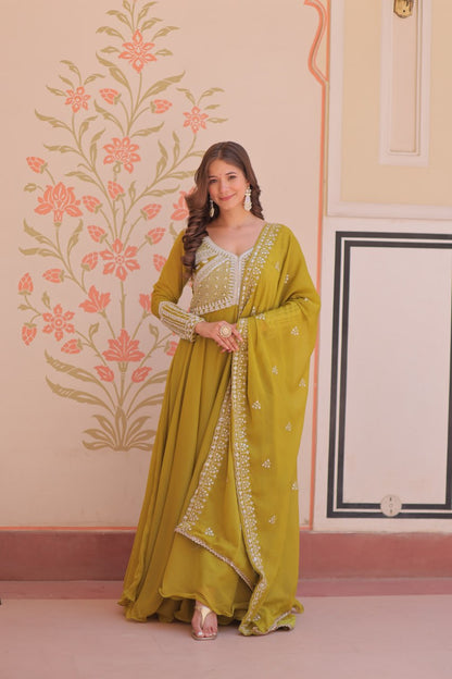 Star Georgette Anarkali Suit with Sequins & Beads Embroidery