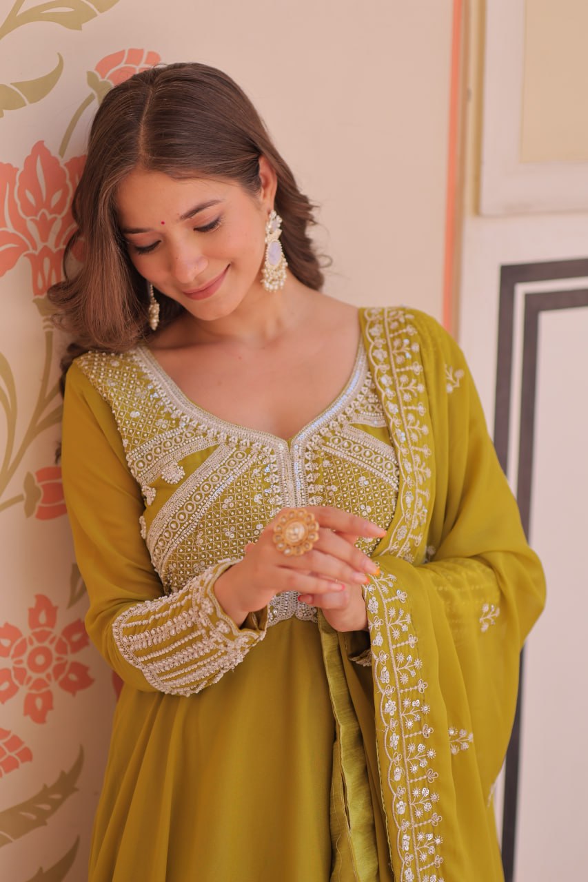 Star Georgette Anarkali Suit with Sequins & Beads Embroidery