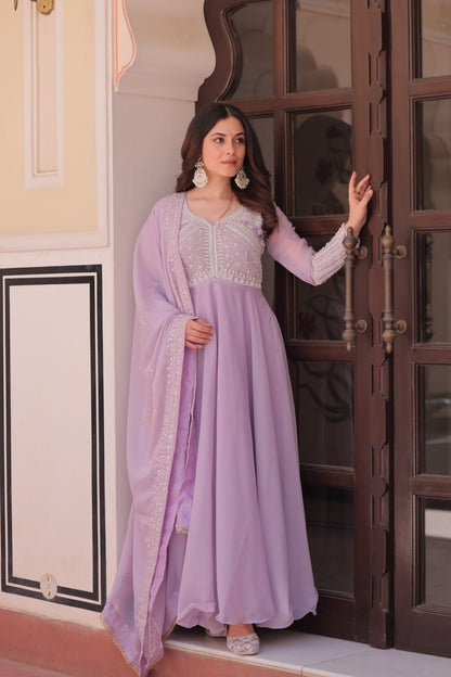 Star Georgette Anarkali Suit with Sequins & Beads Embroidery