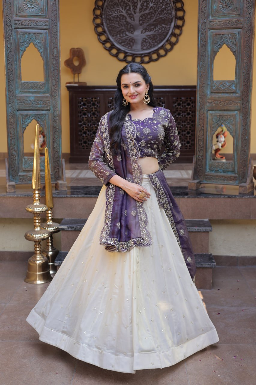 Party Wear Lehenga Choli for Women with Zari Embroidery