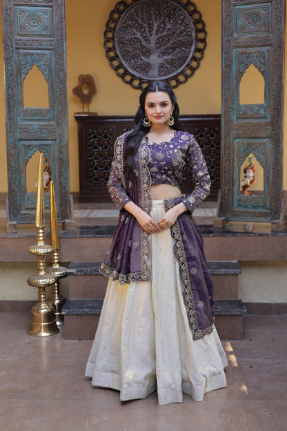 Party Wear Lehenga Choli for Women with Zari Embroidery