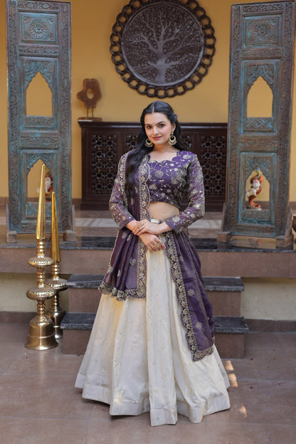 Party Wear Lehenga Choli for Women with Zari Embroidery