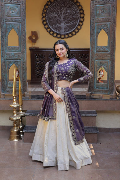 Party Wear Lehenga Choli for Women with Zari Embroidery