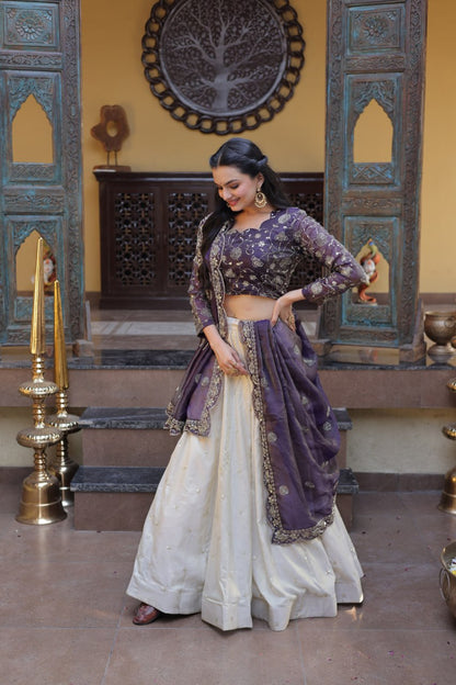 Party Wear Lehenga Choli for Women with Zari Embroidery