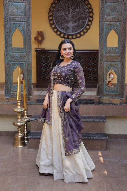 Party Wear Lehenga Choli for Women with Zari Embroidery