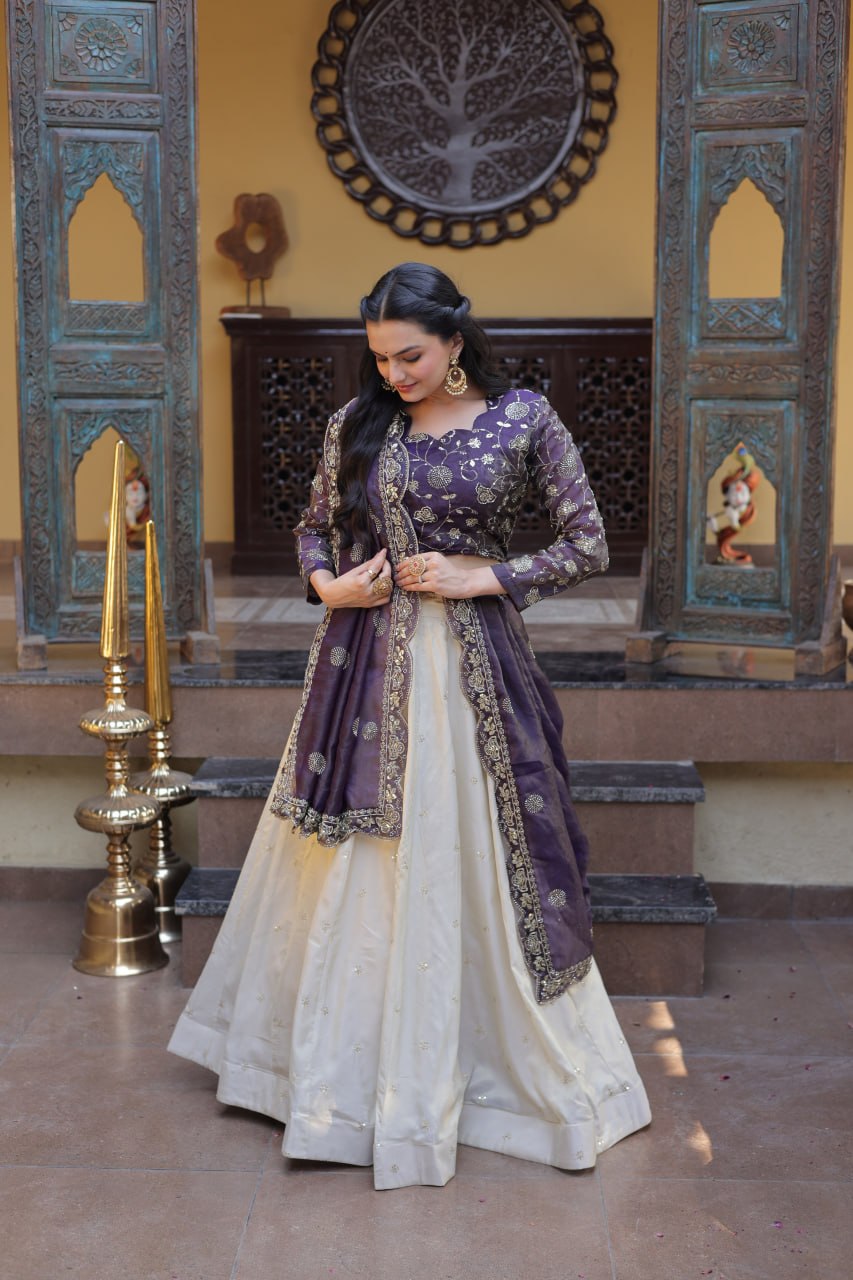 Party Wear Lehenga Choli for Women with Zari Embroidery