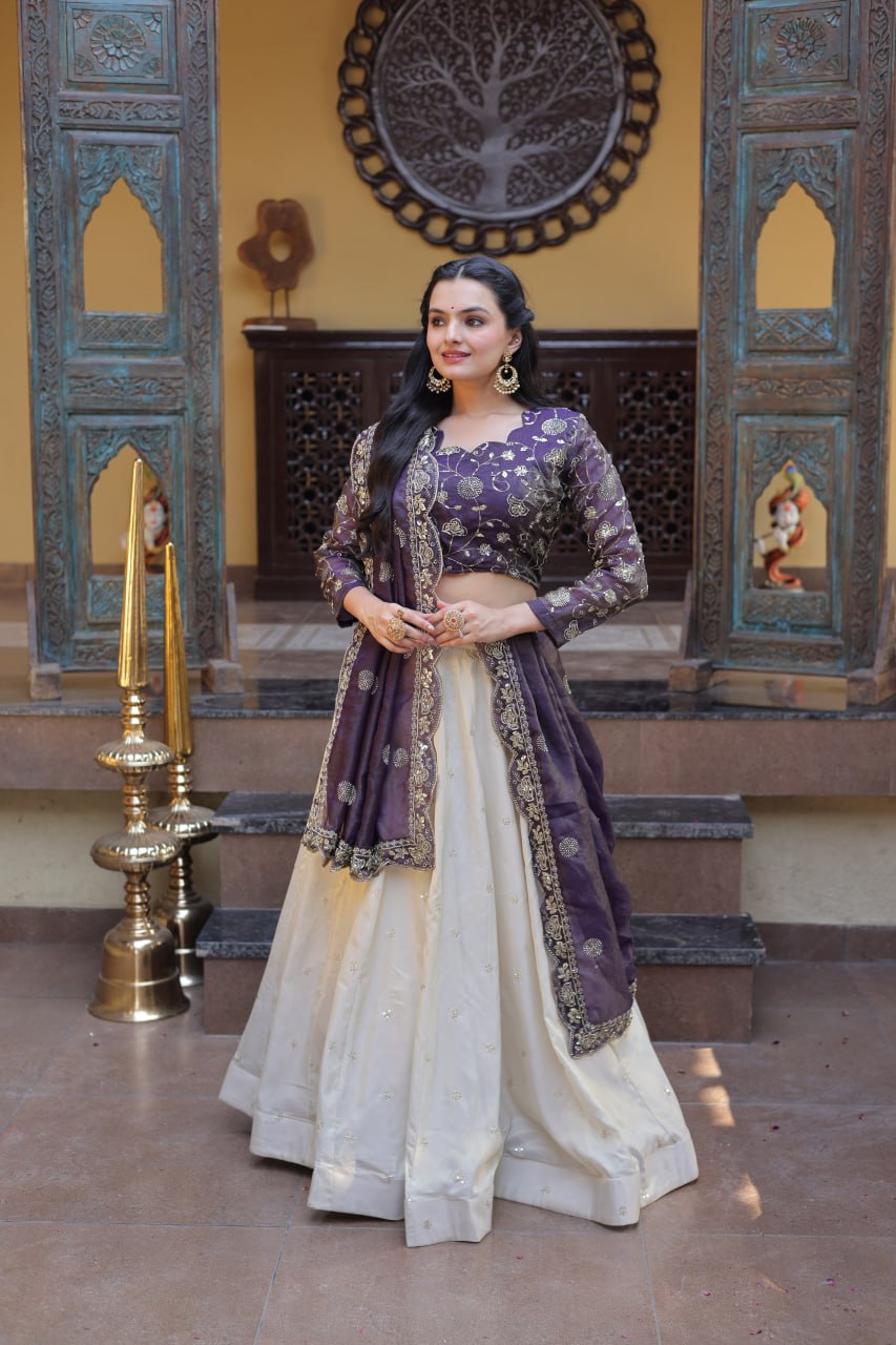 Party Wear Lehenga Choli for Women with Zari Embroidery