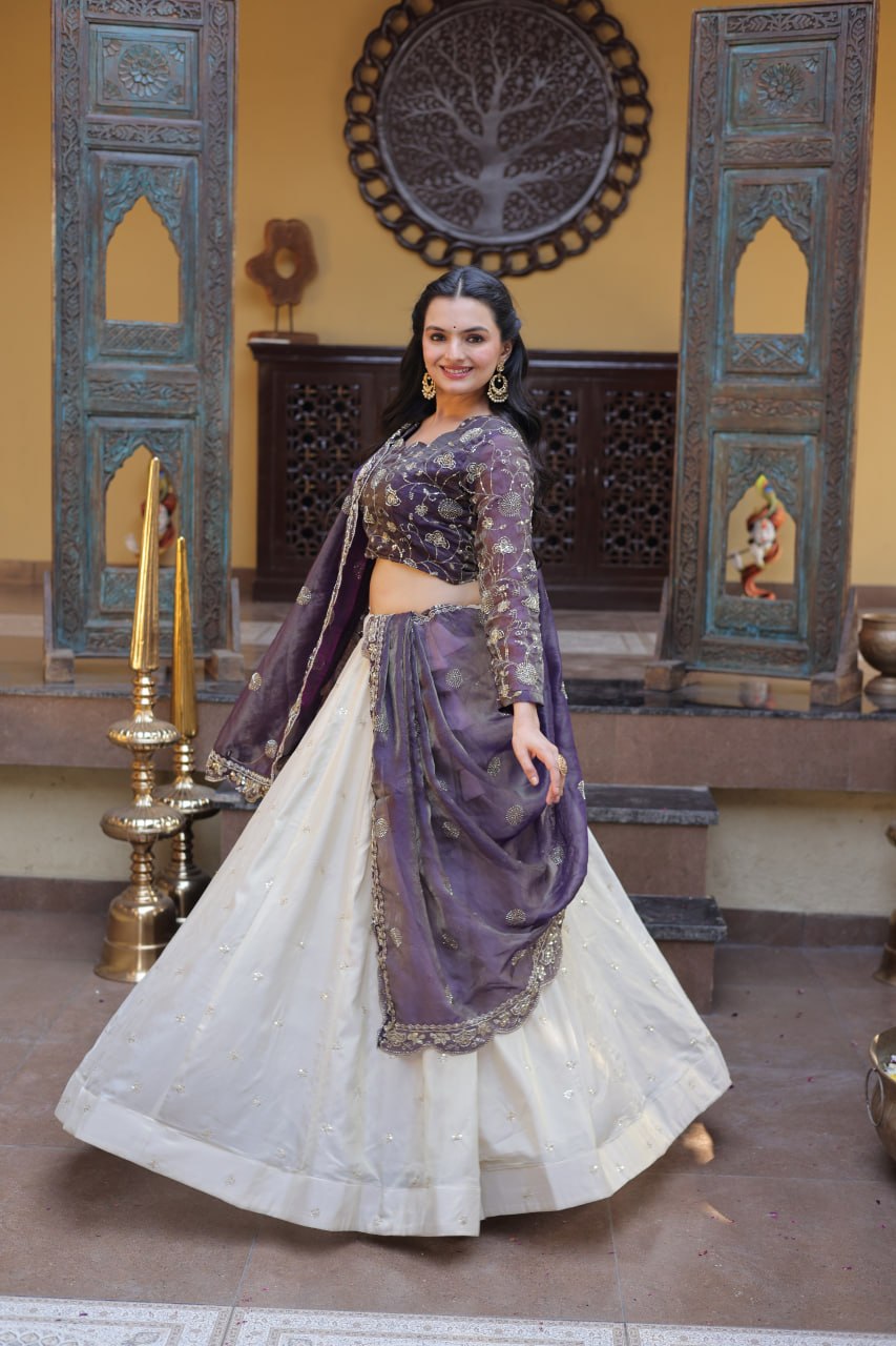 Party Wear Lehenga Choli for Women with Zari Embroidery