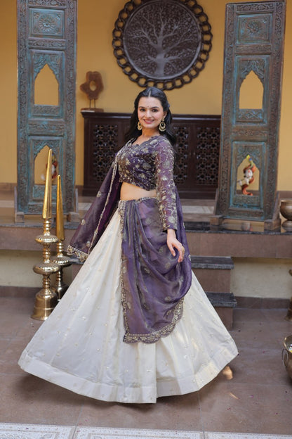 Party Wear Lehenga Choli for Women with Zari Embroidery