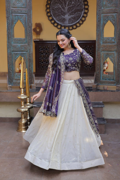 Party Wear Lehenga Choli for Women with Zari Embroidery