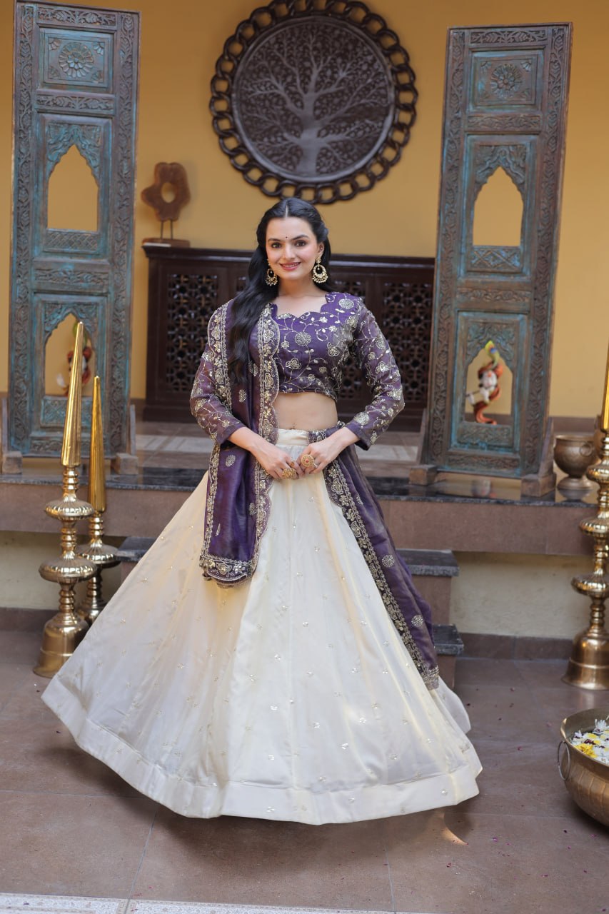 Party Wear Lehenga Choli for Women with Zari Embroidery