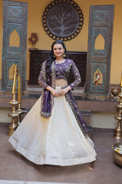 Party Wear Lehenga Choli for Women with Zari Embroidery