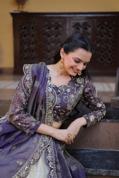 Party Wear Lehenga Choli for Women with Zari Embroidery