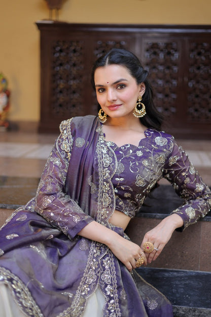 Party Wear Lehenga Choli for Women with Zari Embroidery