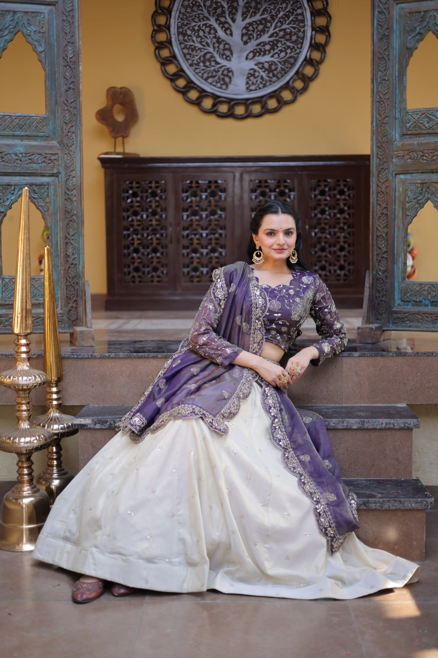 Party Wear Lehenga Choli for Women with Zari Embroidery
