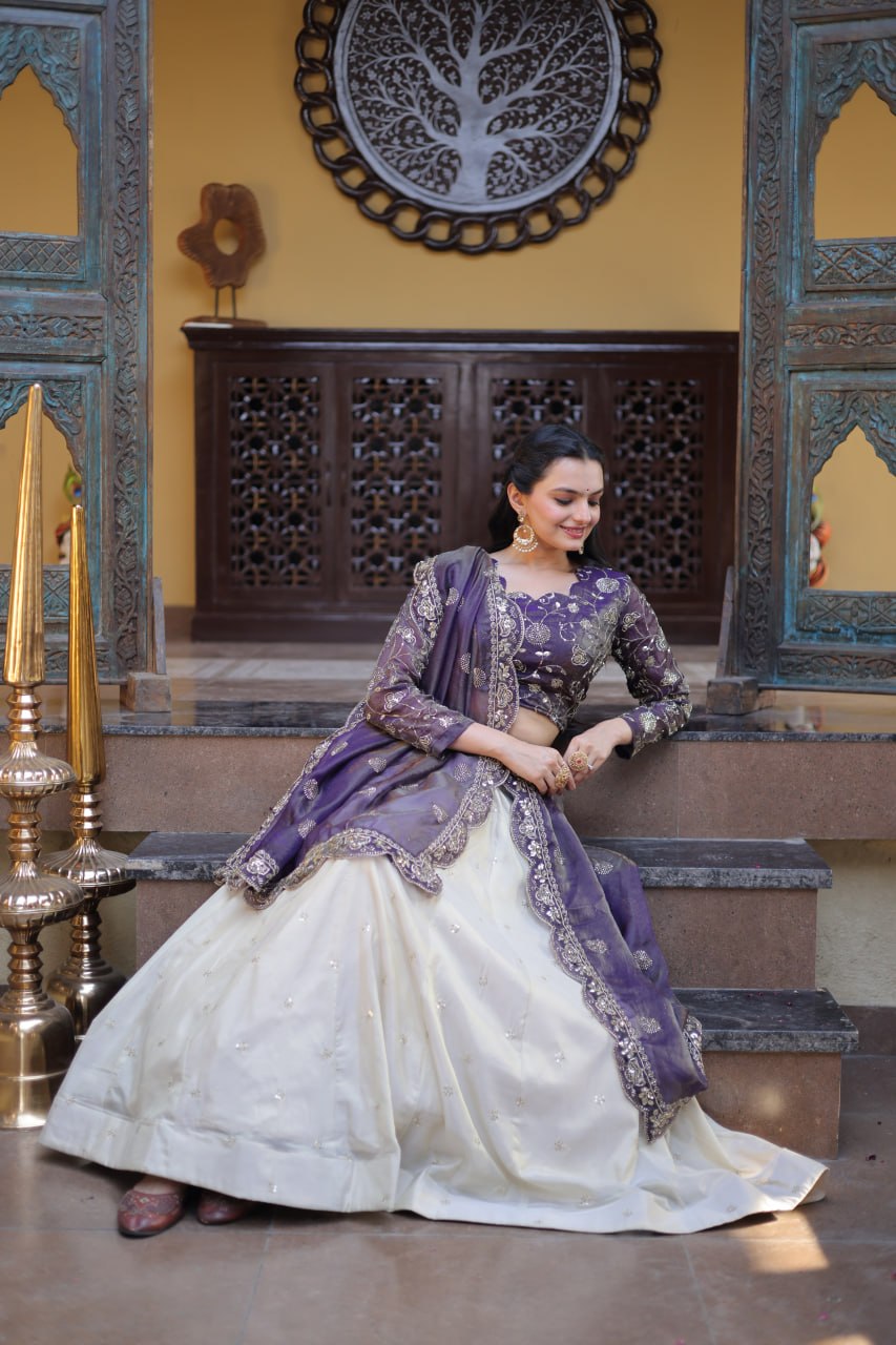 Party Wear Lehenga Choli for Women with Zari Embroidery