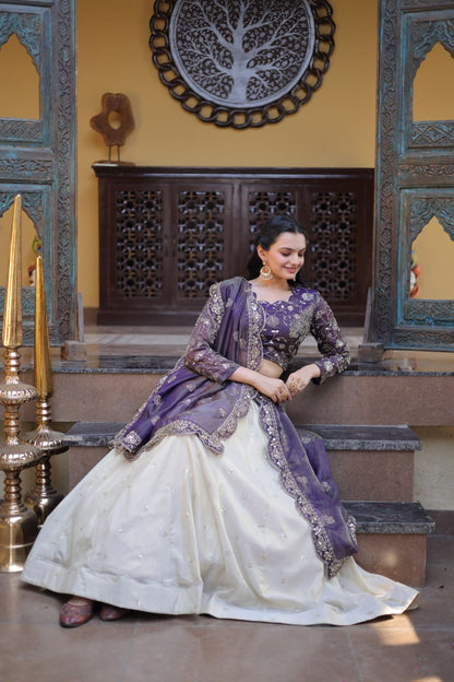 Party Wear Lehenga Choli for Women with Zari Embroidery