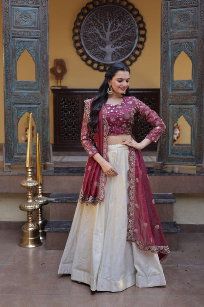 Party Wear Lehenga Choli for Women with Zari Embroidery