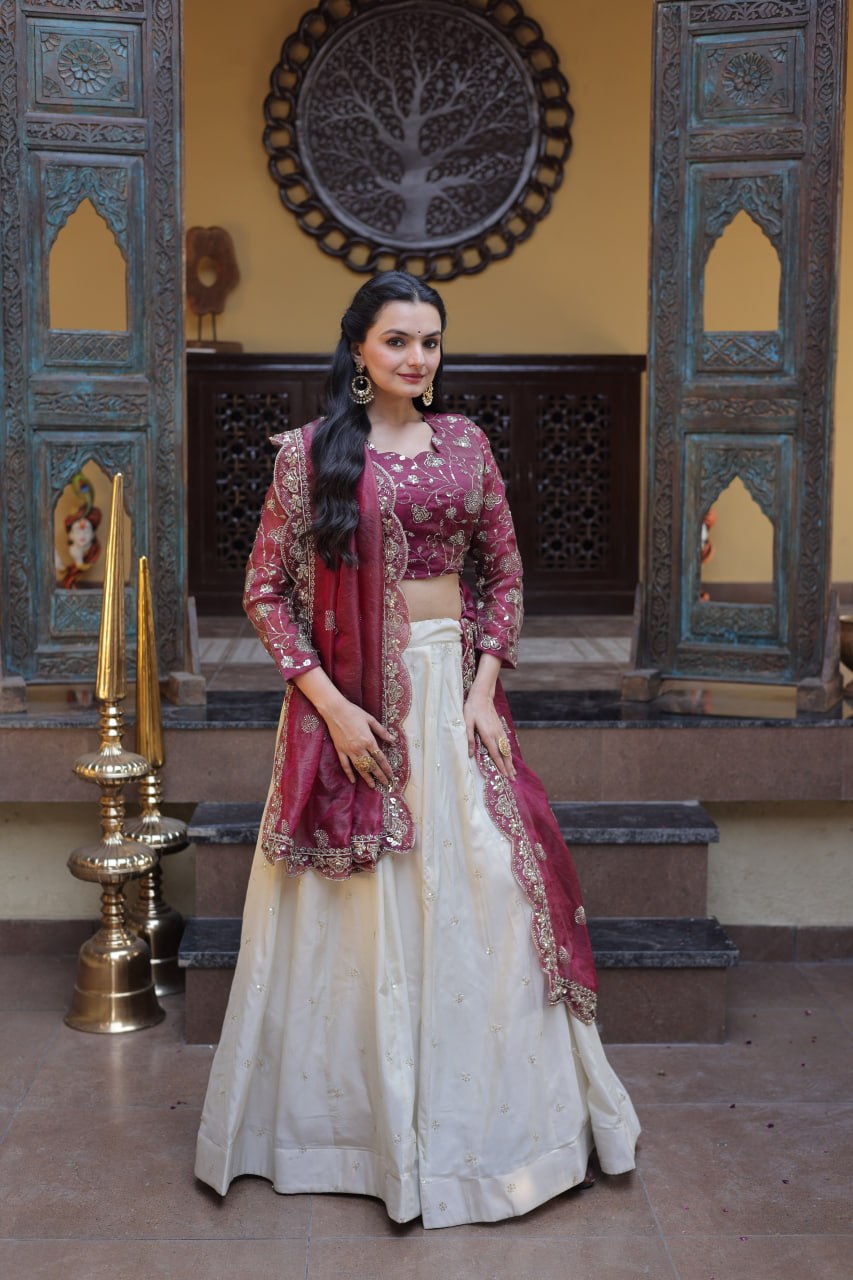 Party Wear Lehenga Choli for Women with Zari Embroidery