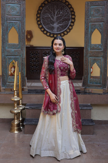 Party Wear Lehenga Choli for Women with Zari Embroidery