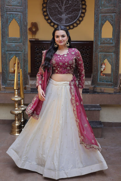 Party Wear Lehenga Choli for Women with Zari Embroidery